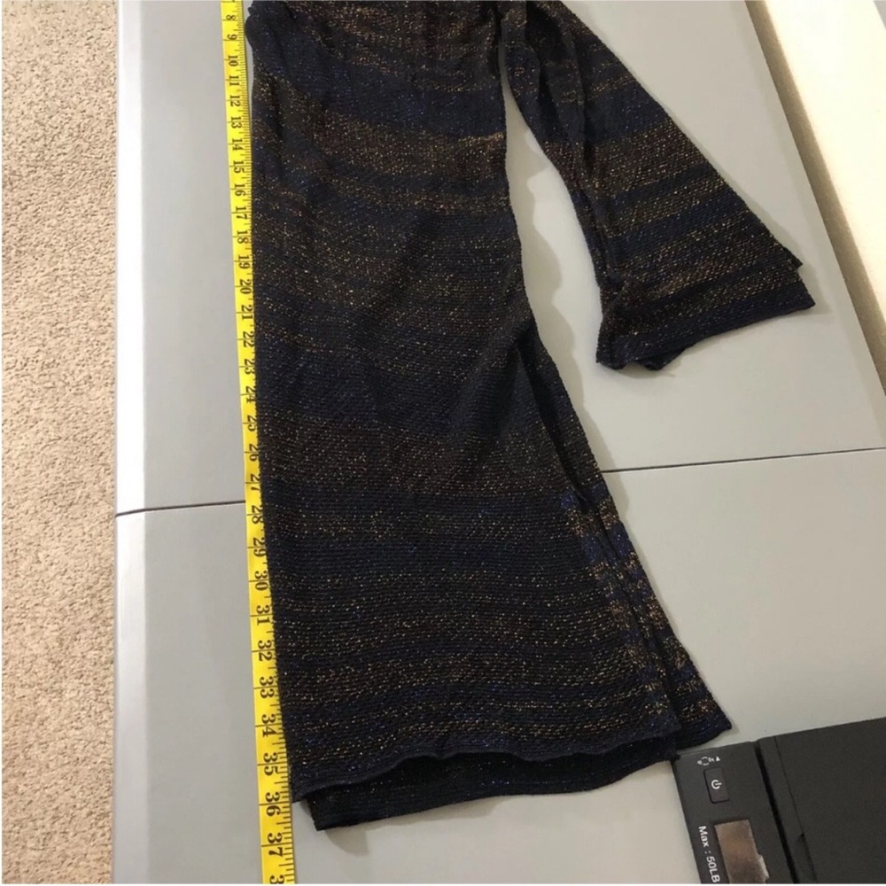 Zara Women Metallic Thread Knit Midi Dress S Black Blue Front Knots Bell sleeve - Picture 11 of 13